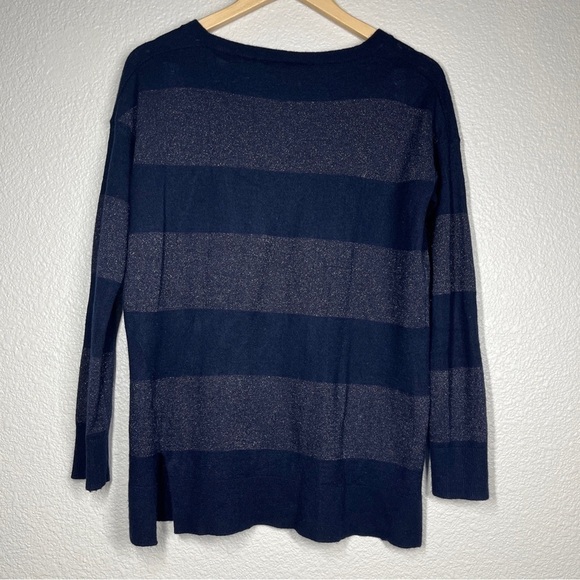 Vince Sweater Cashmere Striped Gray Black Crewneck Women’s Size‎ Medium - Picture 3 of 7